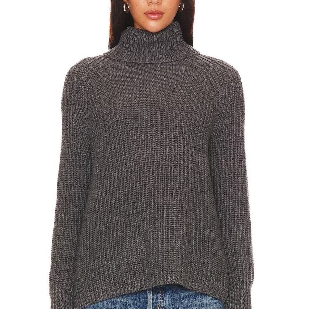 525 America XS Stella Shaker Stitch 100% Cotton Chunky Knit Turtleneck Sweater